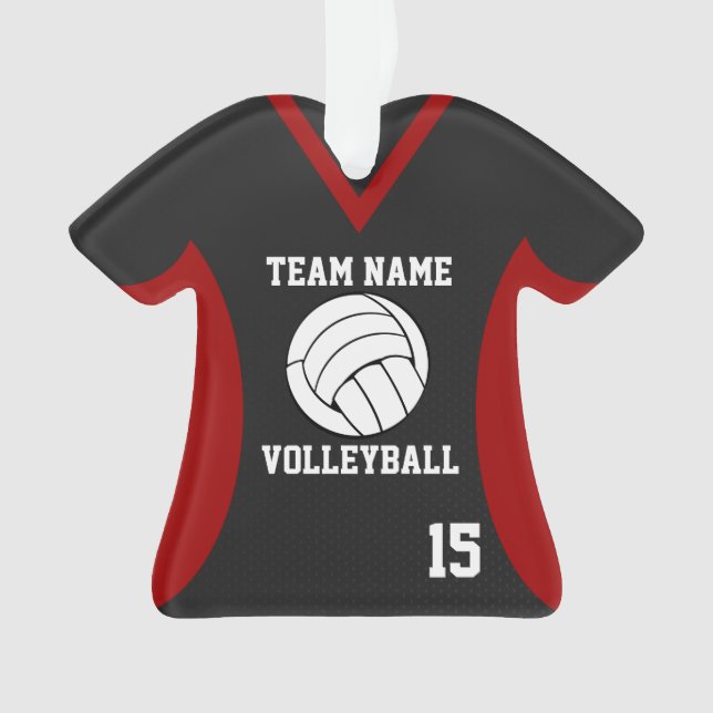 Volleyball Sports Jersey Noir et rouge avec photo (devant)