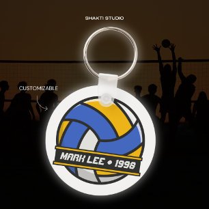 Volleyball Sportteam Blau Gelb Kreis Schlüsselanhä Schlüsselanhänger