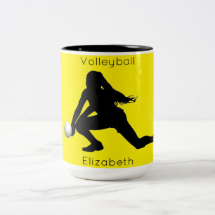 Volleyball-Tasse mit ihrem Namen Zweifarbige Tasse