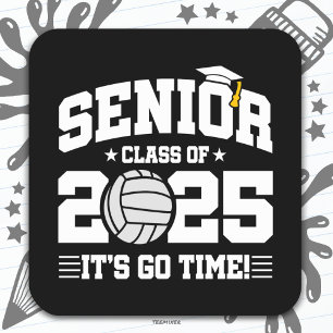 Volleyball Team Class 2025 Abschluss Senior 2025 Quadratischer Aufkleber