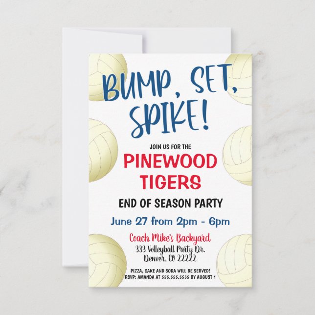 VOLLEYBALL-TEAM-EINLADUNG EINLADUNG (Vorderseite)