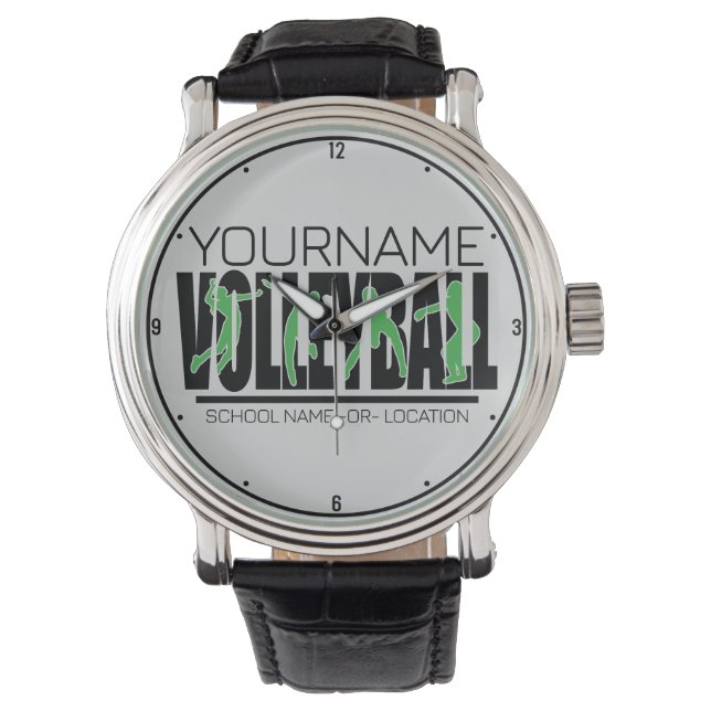 Volleyball Team Spieler ADD NAME School Top Athlet Armbanduhr (Vorderseite)
