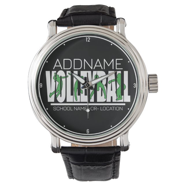 Volleyball Team Spieler ADD NAME School Top Athlet Armbanduhr (Vorderseite)