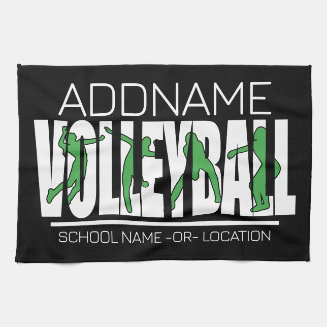 Volleyball Team Spieler ADD NAME School Top Athlet Geschirrtuch (Horizontal)