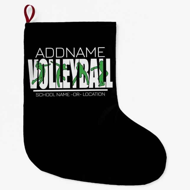 Volleyball Team Spieler ADD NAME School Top Athlet Großer Weihnachtsstrumpf (Vorderseite)
