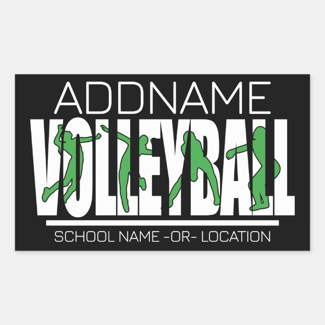 Volleyball Team Spieler ADD NAME School Top Athlet Rechteckiger Aufkleber (Vorderseite)
