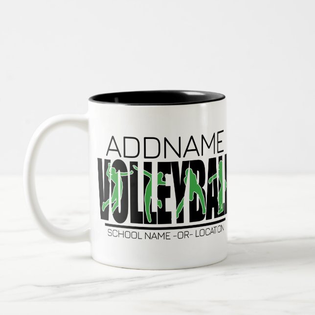 Volleyball Team Spieler ADD NAME School Top Athlet Zweifarbige Tasse (Links)