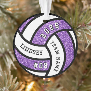 Volleyball Team Spieler Lila Glitzer Weihnachten Ornament