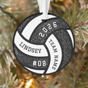 Volleyball Team Spieler Schwarzer Glitzer Weihnach Ornament