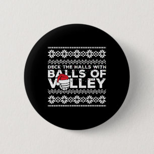 Volleyball Team Ugly Sweater Christmas Lights Sant Button