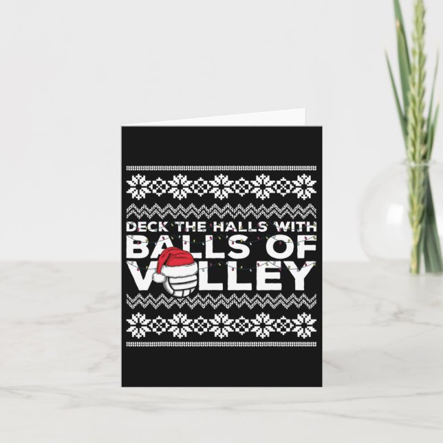 Volleyball Team Ugly Sweater Christmas Lights Sant Karte (Vorderseite)