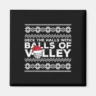 Volleyball Team Ugly Sweater Christmas Lights Sant Magnet