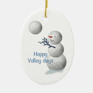 Volleyball trägt Weihnachtsgeschenk-Verzierung zu Keramikornament