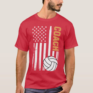 Volleyball-Trainer American Flag Design Lustiger T T-Shirt