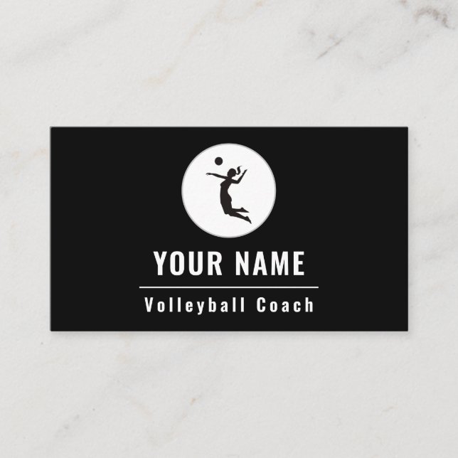 Volleyball Trainer Lehrer Klasse Schwarz & Weiß Visitenkarte (Vorderseite)