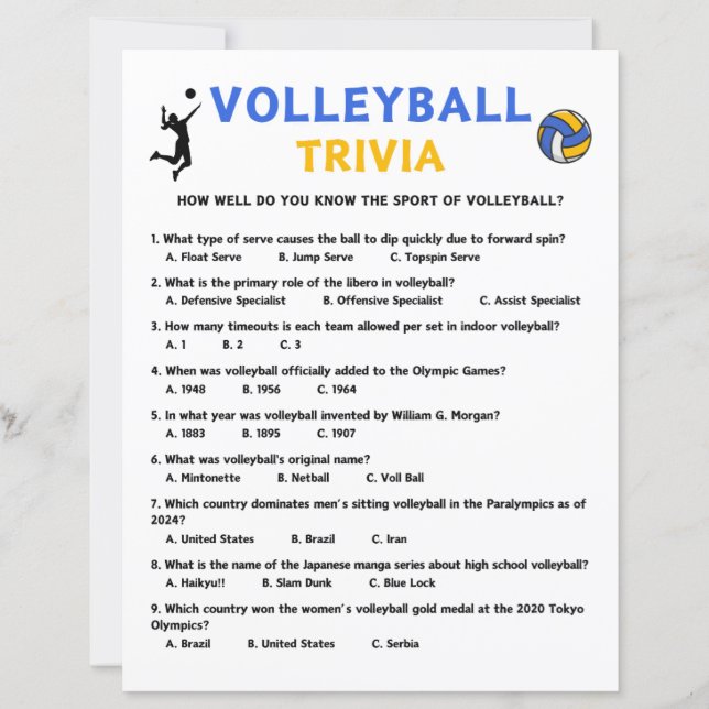 Volleyball Trivia Game (Vorderseite)