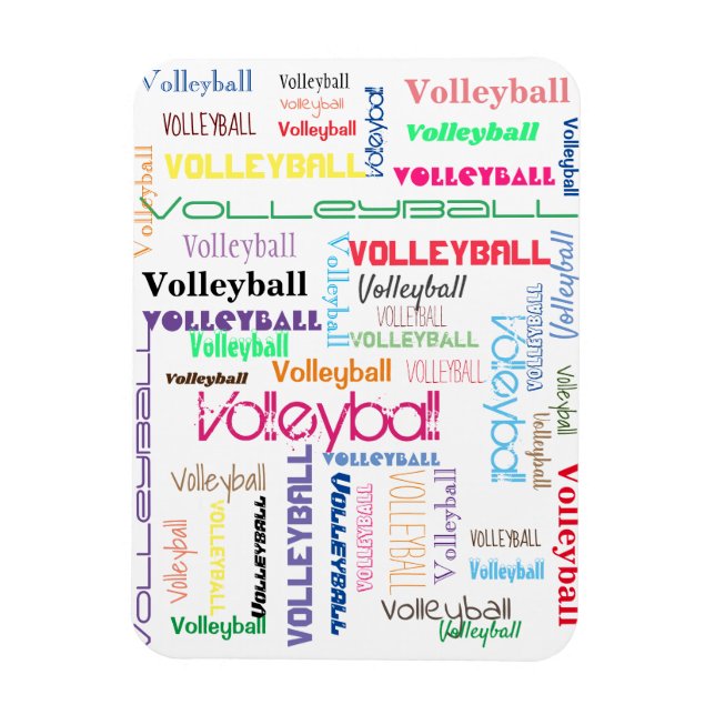Volleyball Typografie Flexible Foto Magnet (Vertikal)