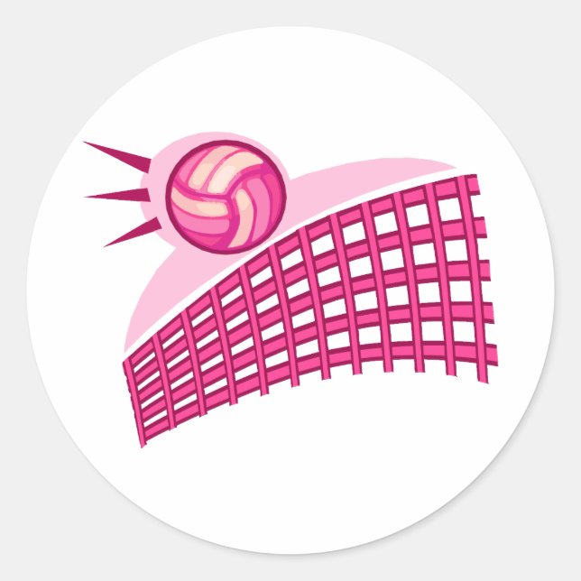 Volleyball und Netz Runder Aufkleber (Vorderseite)