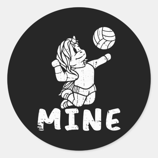 Volleyball Unicorn Beach Vball Mine Runder Aufkleber (Vorderseite)