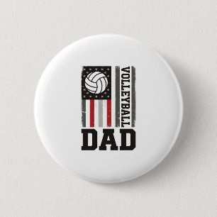 Volleyball-Vater Amerikanische Flagge Vintage-Grav Button