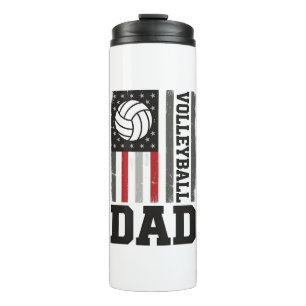 Volleyball-Vater Amerikanische Flagge Vintage-Grav Thermosbecher