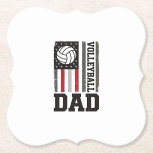 Volleyball-Vater Amerikanische Flagge Vintage-Grav Untersetzer