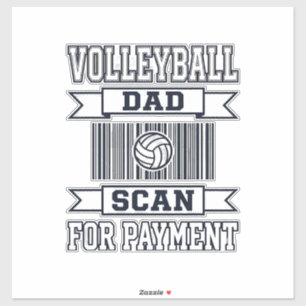 Volleyball-Vater Scan für Zahlung Lustiges Shirt-D Aufkleber