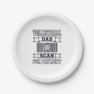 Volleyball-Vater Scan für Zahlung Lustiges Shirt-D Pappteller