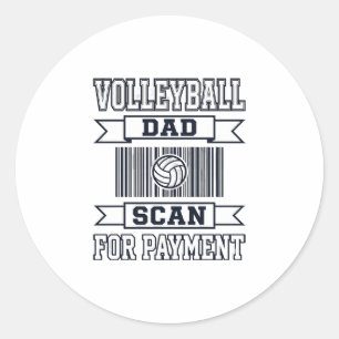 Volleyball-Vater-Scan zur Zahlung Lustiges Shirt-D Runder Aufkleber