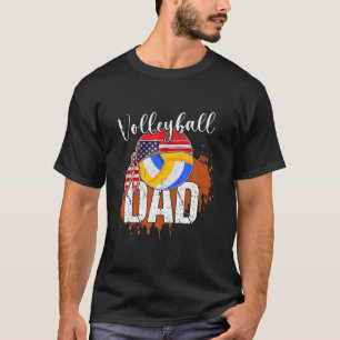 Volleyball Vater Sport Lover American Flag Vatersc T-Shirt