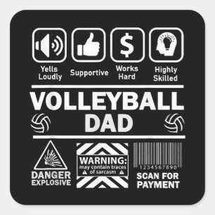 Volleyball-Vater Witziger Inhalt des Sportvaters Quadratischer Aufkleber