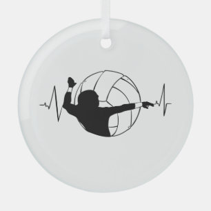 Volleyball - Volleyball Player Heartbeat Ornament Aus Glas