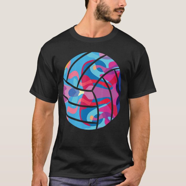 Volleyball Volleyballspiel Farbenfrohe Grafik T-Shirt (Vorderseite)