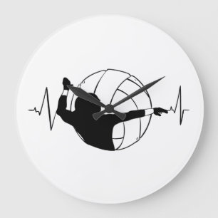 Volleyball - Volleyballspieler Herzschlag Große Wanduhr