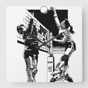 Volleyball-Wanduhr Quadratische Wanduhr
