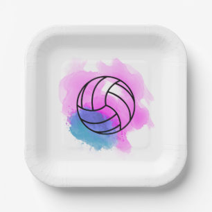 Volleyball Watercolor Abstrakt Pappteller