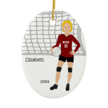 Volleyball Weibliche Blonde Haare Rot & Schwarz