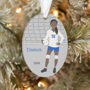 Volleyball Weibliche in blauen und weißen Ornamen Ornament