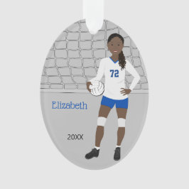 Volleyball Weibliche in blauen und weißen Ornament