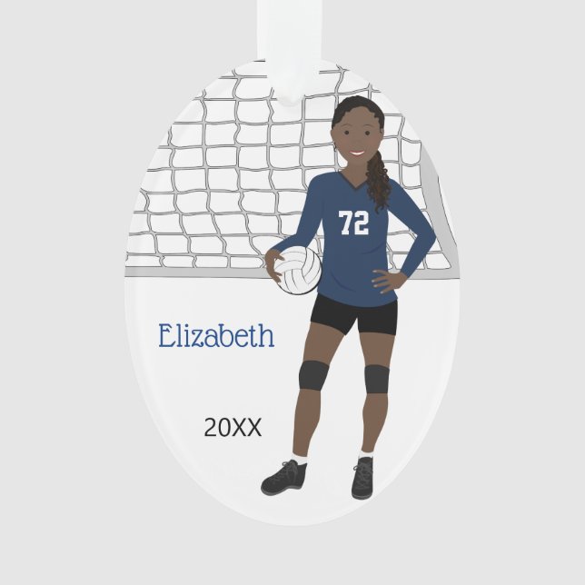 Volleyball Weiblichkeit in blau und schwarz Ornament (Vorderseite)