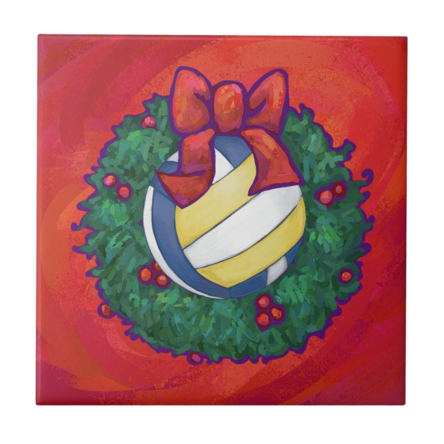 Volleyball Weihnachten Fliese (Vorderseite)