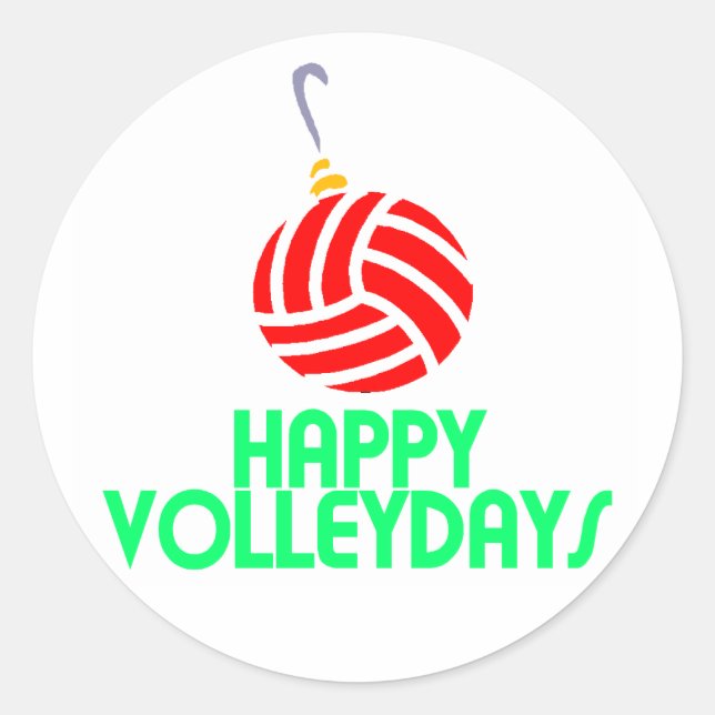 Volleyball Weihnachten Frohes Volleydays Ornament Runder Aufkleber (Vorderseite)