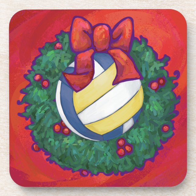 Volleyball Weihnachten Getränkeuntersetzer (Vorderseite)