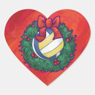Volleyball Weihnachten Herz-Aufkleber