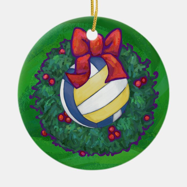 Volleyball Weihnachten Keramikornament (Vorne)
