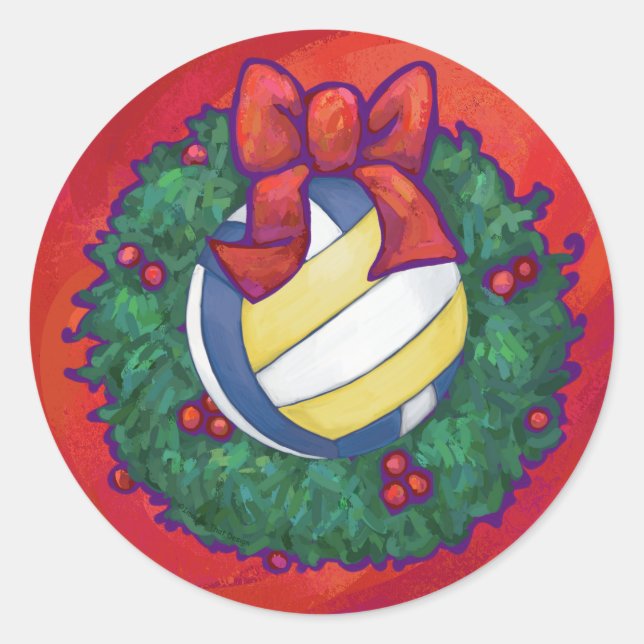 Volleyball Weihnachten Runder Aufkleber (Vorderseite)