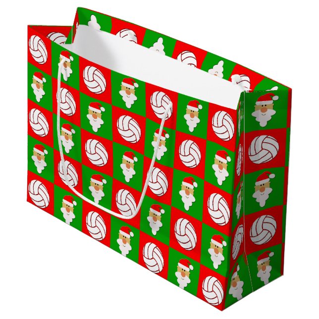Volleyball & Weihnachts-Weihnachtsgeschenk Große Geschenktüte (Vorderseite Schrägansicht)