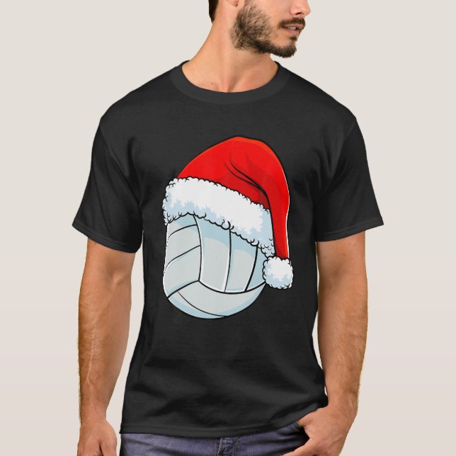 Volleyball Weihnachts-Weihnachtsmannmütze Ball Män T-Shirt (Vorderseite)