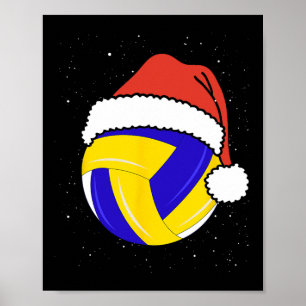 Volleyball Weihnachtsball Weihnachtsmann Hat Xmas Poster