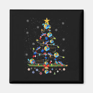 Volleyball Weihnachtsbaum Lichter Funny Xmas Sport Magnet